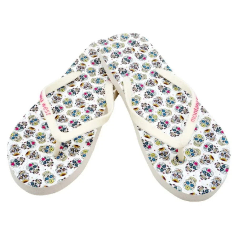 MONTANA WEST Sugar Skull Western Print Flip Flops Sandals S-XL NWT - Picture 1 of 2
